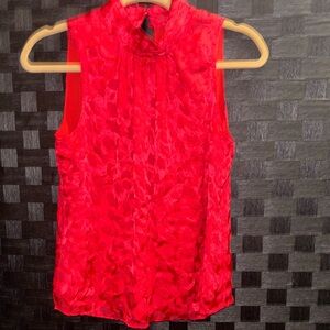 White House Black Market Vibrant Red Sleeveless Blouse